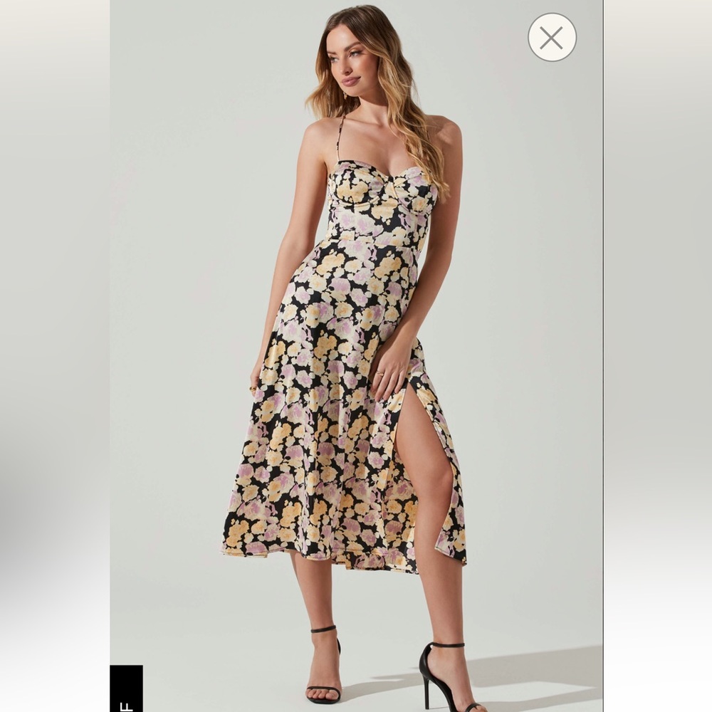 ASTR Gala bustier cross strap midi dress